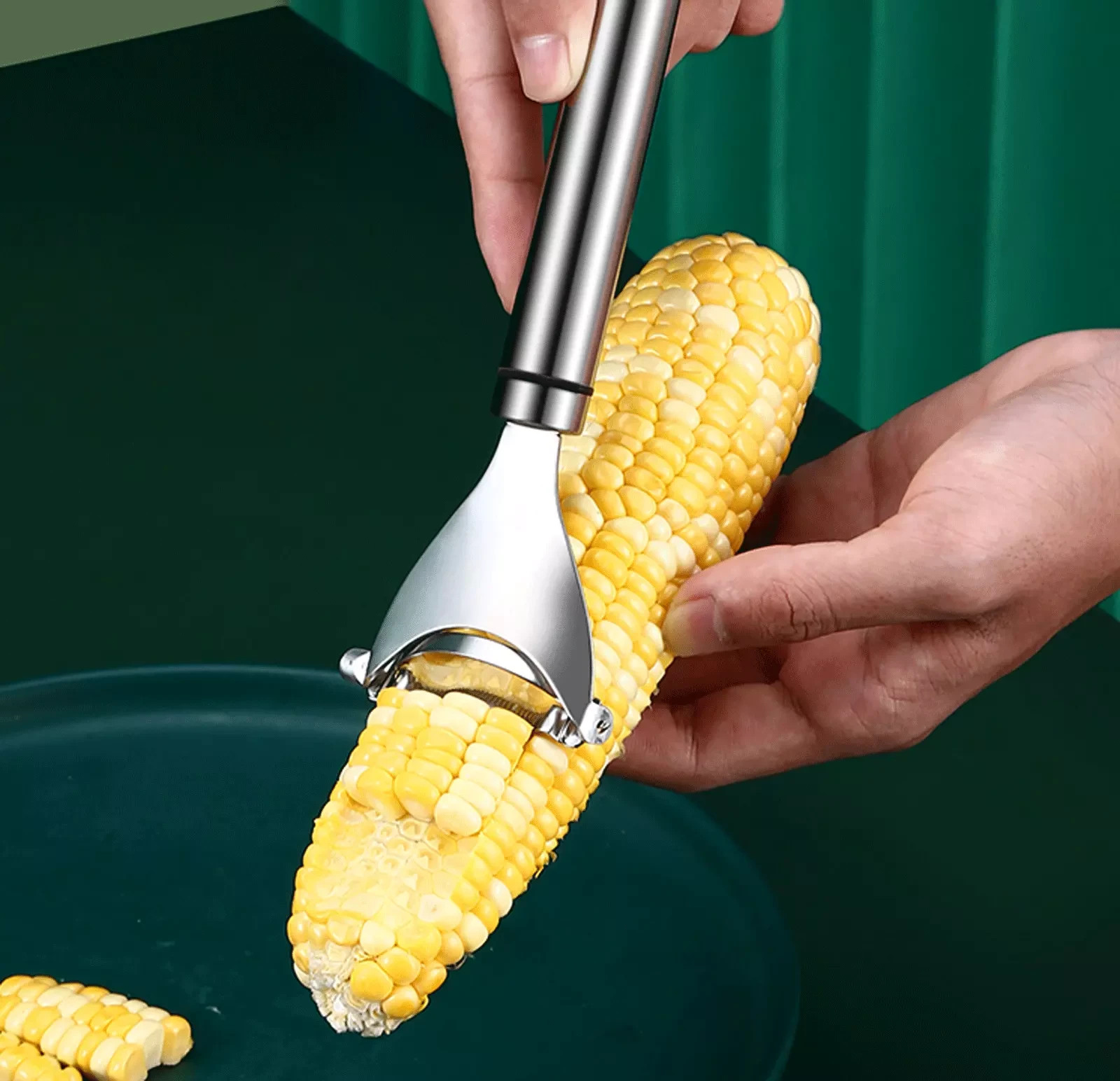 Corn Peeler,New Long Handle Stainless Steel Corn Stripper Tool, Corn on the Cob