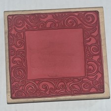 NEW JRL Design Wood Mounted Rubber Stamp R173 Swirl Frame 4x 4.5 Inches USA Made