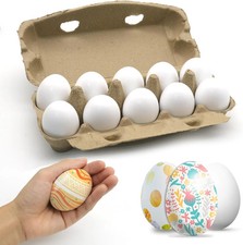 10pcs Wooden Fake Eggs, White Wooden Easter Eggs, DIY Kitchen Pretend Game Food