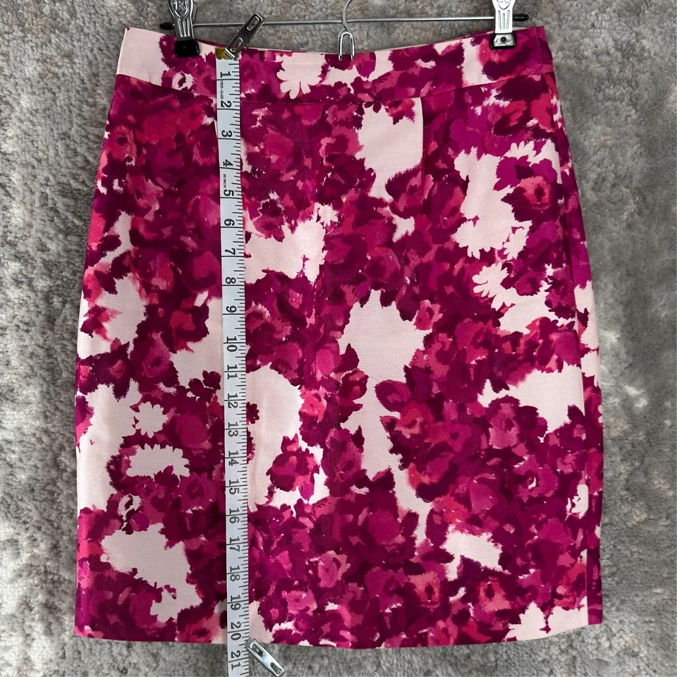 Falda Kate Spade Talla 4 Floral Mezcla Seda Lápiz Hasta la Rodilla Rosa Forrada con Cremallera Foto 2 de 4