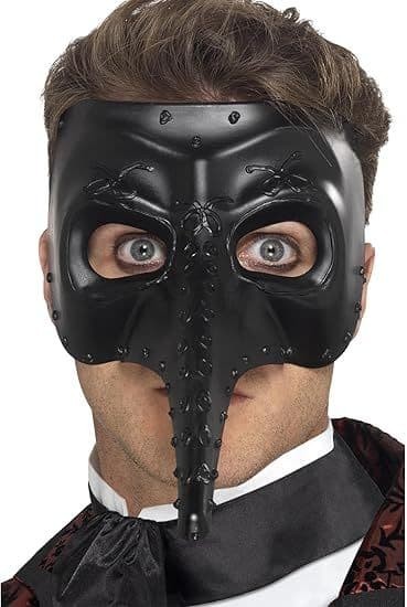 Venetian Capitano Mask Black Gothic Plague Doctor Fancy Dress Halloween Eye Mask