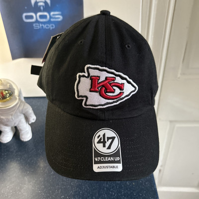 Kansas City Chiefs Hat Cap '47 Clean Up Adjustable Size Black White Red NWT