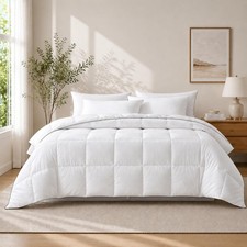 Down Fiber Comforter King Size, Lightweight Summer Duvet Insert White