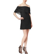 Kensie Womens Eyelet Shift Dress, Black, Large