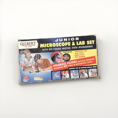 1958 Gilbert Jr Microscope & Lab Set Rare Vintage