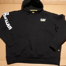 CAT Caterpillar Men's XL Heavyweight Hooded Sweatshirt Black Graphic Pullover