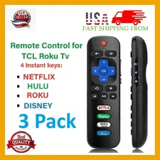 3 x  Replaced Remote FIT For ROKU TV TCL/Sanyo/ Element/ Haier/ RCA/ LG/ Philips
