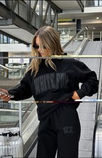 White Fox Women s Black on Black Logo Oversized Hoodie