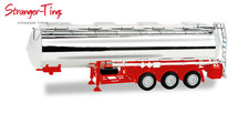 Herpa Chrome Plated Chemical Tank Trailer w/Red Chassis 1:87 Scale, HO Scale