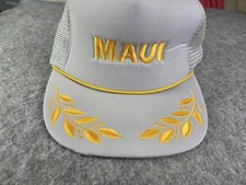 Vintage Gray Mesh Maui Hawaiian Headwear Trucker SnapBack Foam Rope Hat