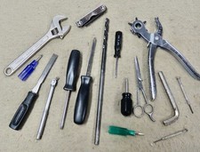 Lot of Sixteen Contemporary Tools Includes Leather Punch, Wrench, Others, As Is