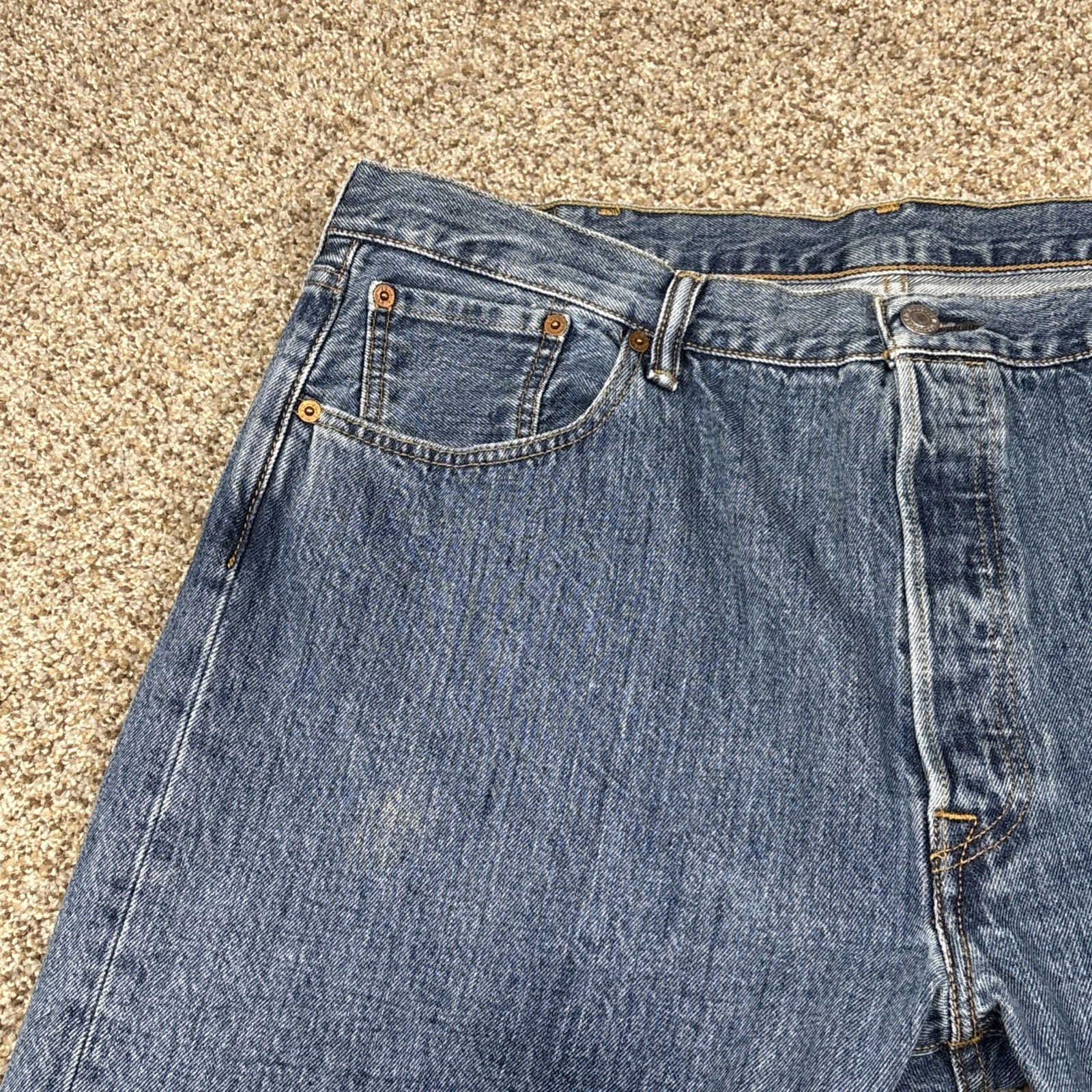 Levis 501 XX Jeans Mens 40x30 Blue Med Wash Denim Button Fly 38x30 - View 3