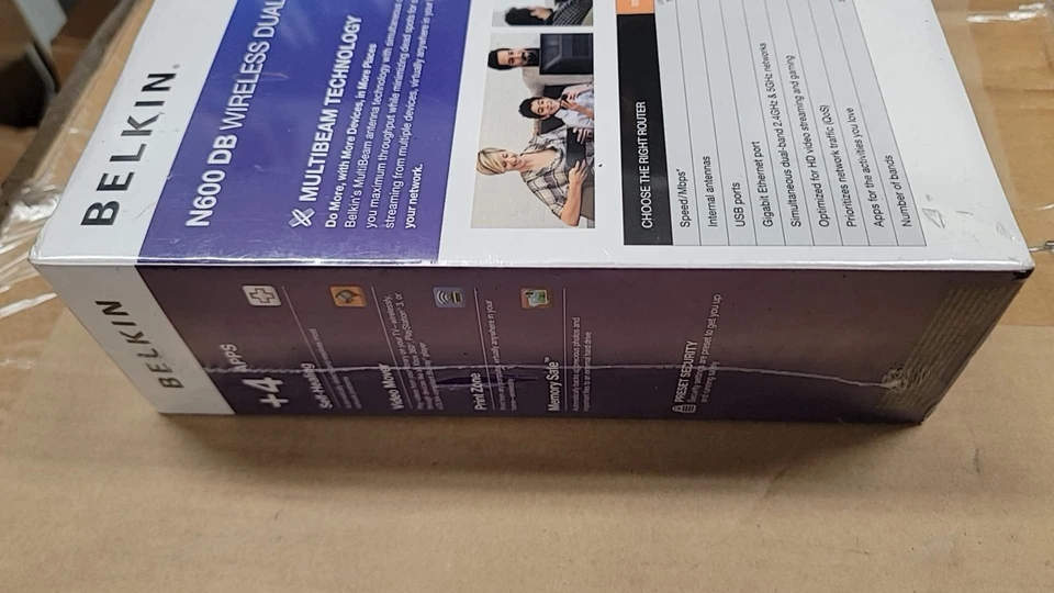 Belkin N600 300 Mbps 4-Port 10/100 Wireless N Router  NEW Sealed - Image 3 of 4