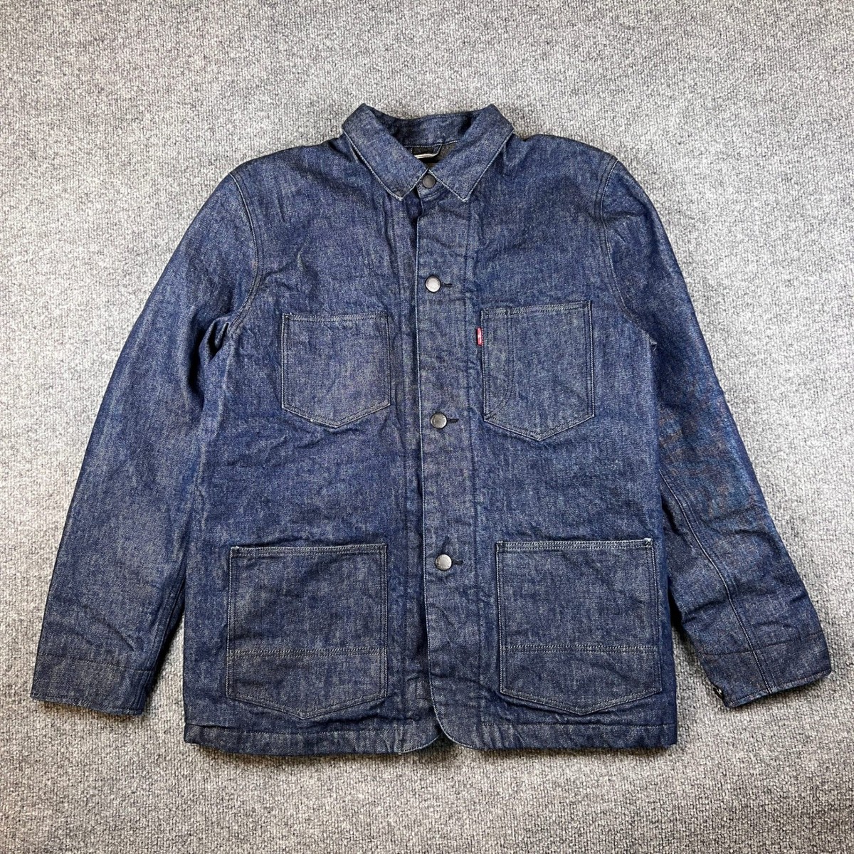 Levis Chore Jacket Mens L Blue Selvedge White Oak Cone Denim Coat 