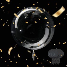 Clear BoBo Balloons - 10pcs 30inch Large Transparent Bubble Globos with Ribbo...