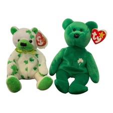 TY Beanie Babies St Patrick  s Day - Lot of 2 Clover /Erin Shamrock Bears Plush