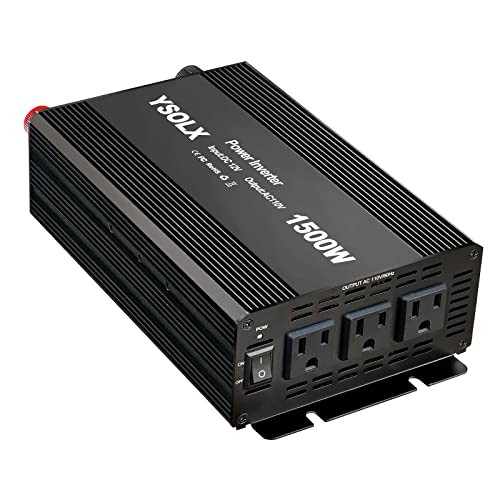  Power Inverter 12V to 110V，Dc to Ac Inverter 3 AC Outlets，1500 Watt 1500W - Picture 2 of 7