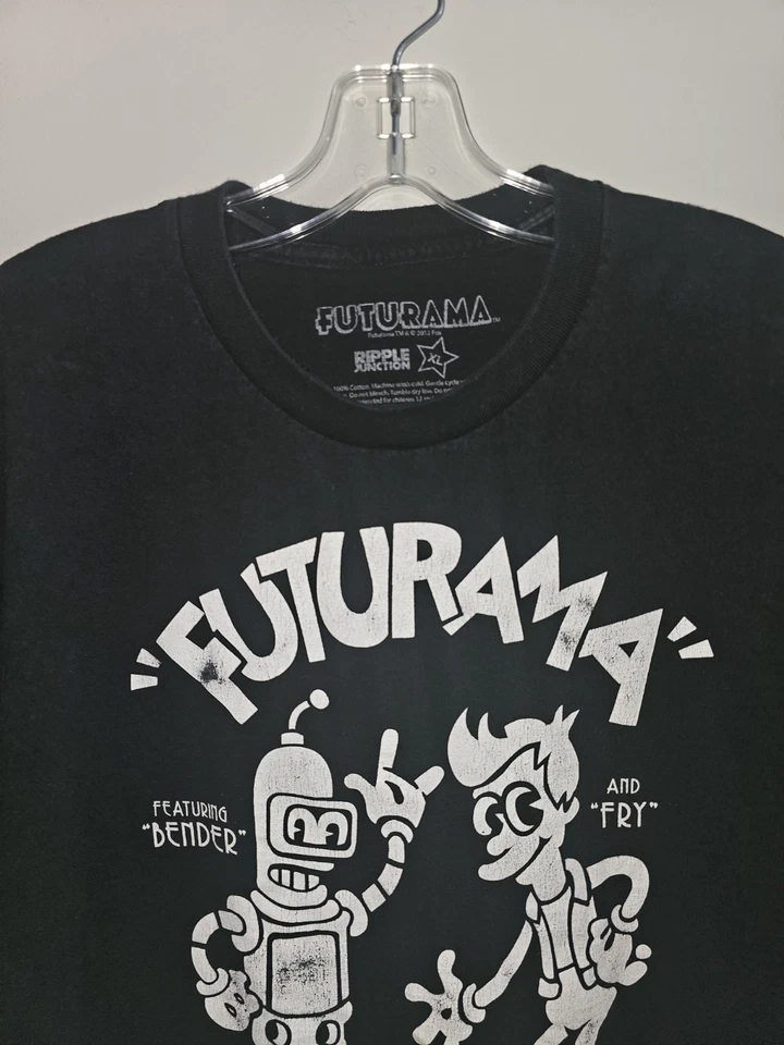 Futurama Bender Fry 2012 Retro Xl Mens Black Graphic Logo Short Sleeve Tshirt - Image 2 of 4