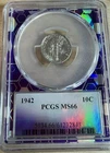 1942 P PCGS MS66 Trader Bea - Silver Mercury Dime 10c