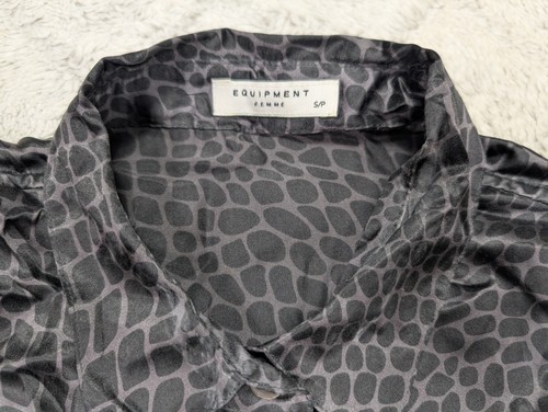 Equipment Dress Womens S Black Animal Print Geometric Silk Sleeveless Shirt - Picture 4 of 8