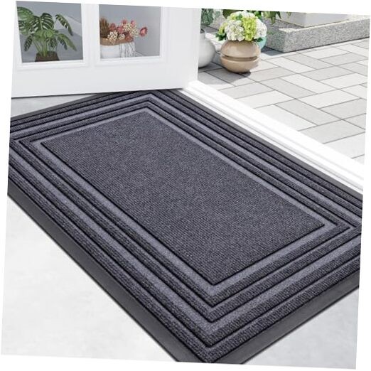 Front Door Mat Indoor Outdoor Entrance, Non-Slip Natural Rubber 36