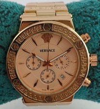 Luxury Versace Quartz Chronograph Rose Gold Dial 'Date' Working Men Wristwatch