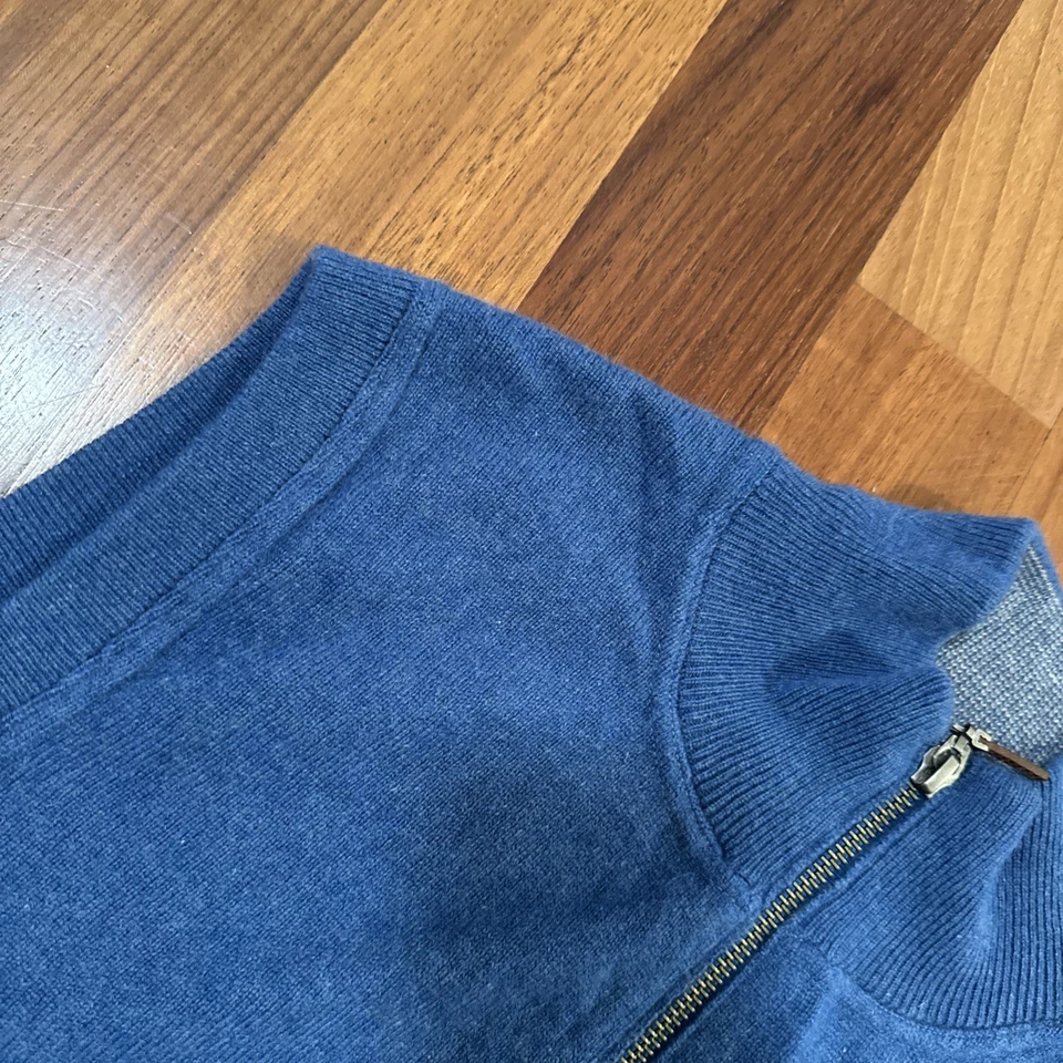 Chaleco Suéter Kinross Cremallera Completa 100% Azul Cachemira Talla L Foto 4 de 4