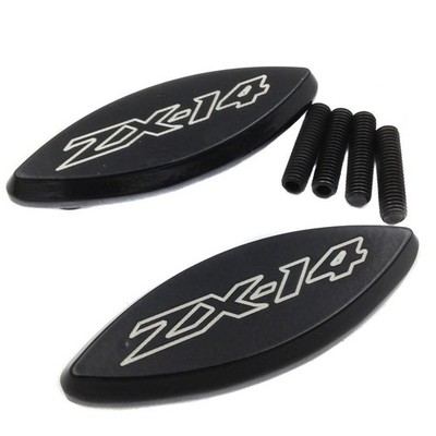 Mirror Block Off Base Plates for 2006-2014 07 Kawasaki Ninja ZX-14 ZZR1400 Black