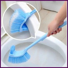 2pcs Multi- Double Head Clean Toilet Brush Soft Hair Plastic Curved Brush Bathro