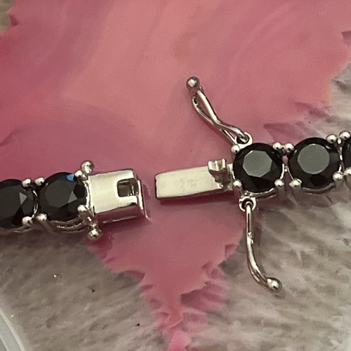 Sterling Silver 925 Black Tourmaline Gemstone Tennis Necklace 5mm 18.5” 39.4Gr - Picture 9 of 15