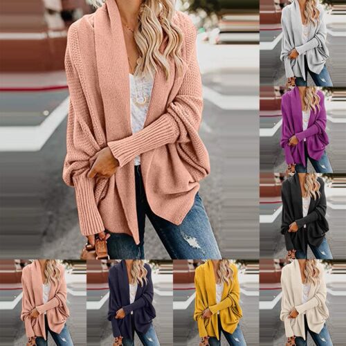 Women's Kimono Batwing Cable Knitted Slouchy Oversized Wrap Cardigan Sweater