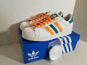 adidas superstar orange stripes