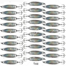 30pcs 1oz Silver tape crocodile Spoon trolling flutter Casting Jig Metal Lures