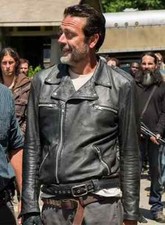 Men's Celebrity Style Jeffrey Morgan Black Moto Biker Leather Jacket