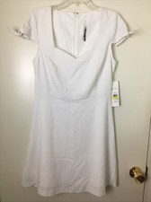 NWT KENSIE White Cap Sleeve Sweetheart Neck Fit Flare A Line Mini Dress Sz M