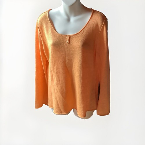 Eileen Fisher Size Medium Long Sleeve Linen Apricot Colored Pullover Top