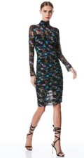 ALICE & OLIVIA DELORA TURTLENECK LONG SLEEVE MIDI DRESS. Size 4 NWT $495