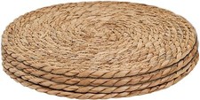 SET OF 4  13" Round Rattan Placemats Natural Hand-Woven Water Hyacinth