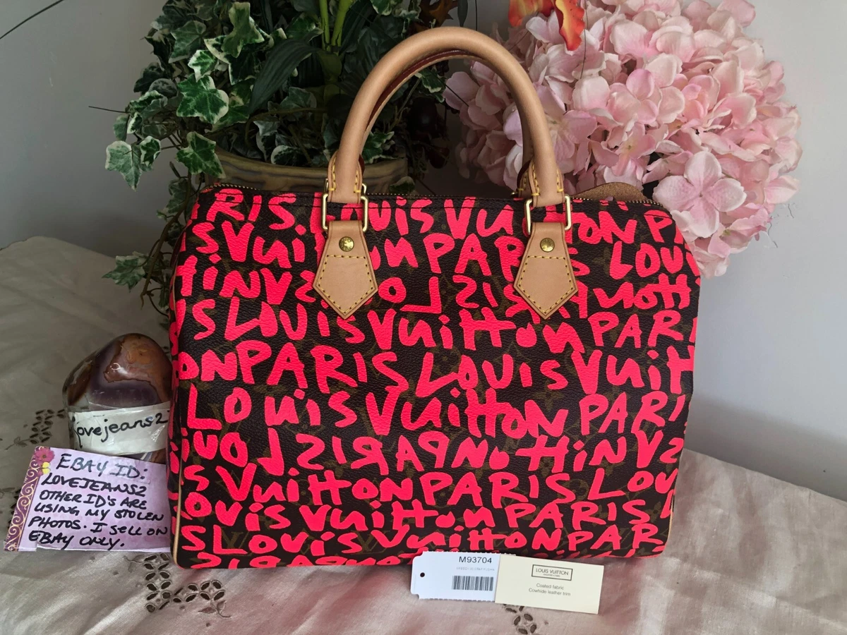 LOUIS VUITTON Speedy 30 Graffiti Monogram Satchel Bag Pink-US