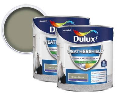 Dulux Weather Shield Quick Dry Satin Paint, 5L Green Glade