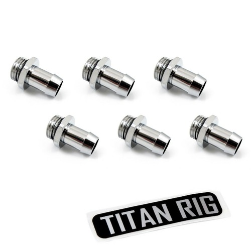 XSPC G1/4" to 3/8" Barb Fitting for Soft Tubing, Chrome, 6-pack