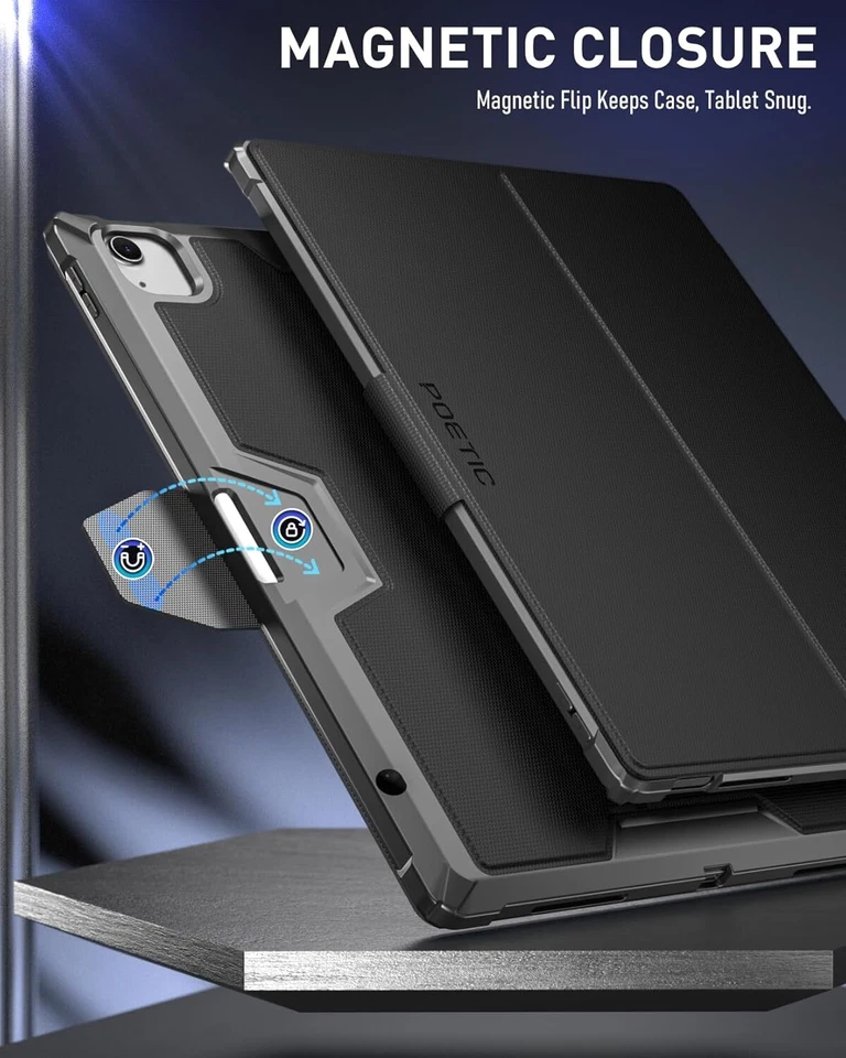 Poetic For Apple iPad Air 13 2024 Case Stand Folio With Built-in Screen Black - Image 3 of 4