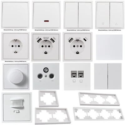 MCPOWER "SHALLOW Weiß" Steckdosen Serie Klemmanschluß Schalter Taster USB-A USB-C Buchse