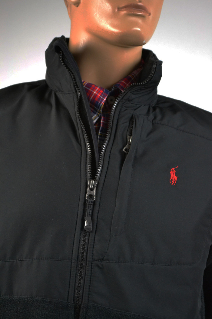 Giacca con cappuccio nera Ralph Lauren in pile polare poliestere pony rosso XLarge nuova con etichette $198