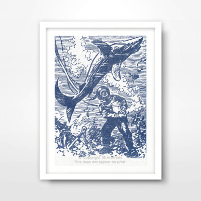 DEEP SEA DIVER HELMET SEASIDE NAUTICAL ART PRINT Poster Home Decor Wall ...