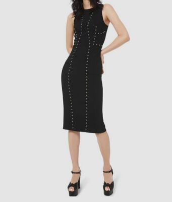 $2290 Michael Kors Women's Solid Black Sleeveless Studded Bodycon Dress  Size 14