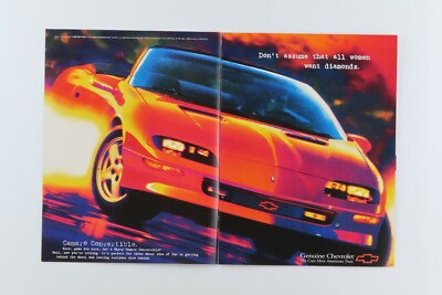 1997 Camaro Z 28 Convertible Vintage Women Diamonds Original Print Ad 2 Page 