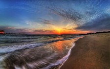 Landscape beach sunset horizon sunlight outdoors low Custom Gaming Mat Desk