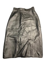 VTG 90  s Firenze Santa Barbara Sz 8 Woman's Black Genuine Leather Pencil Skirt