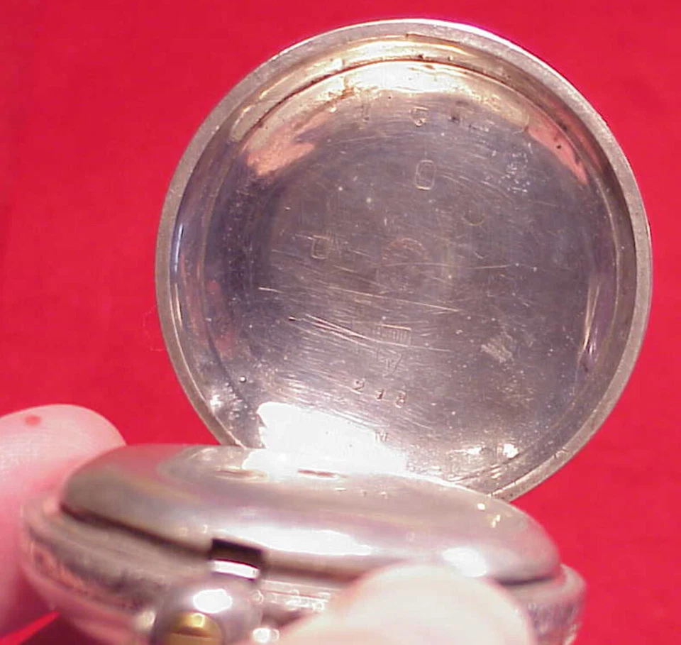 VINTAGE 53MM SILVER HUNTING POCKET WATCH TURKISH DIAL BILLODES KEYWIND REPAIRS - Image 4 of 4